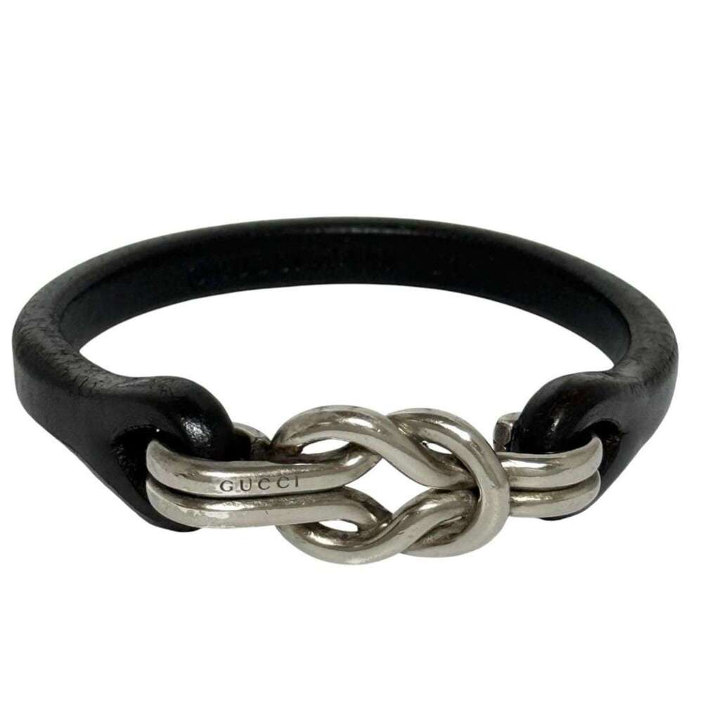 Gucci Men's Knot Bracelet, Dark Brown, Sterling Silver (925), Leather